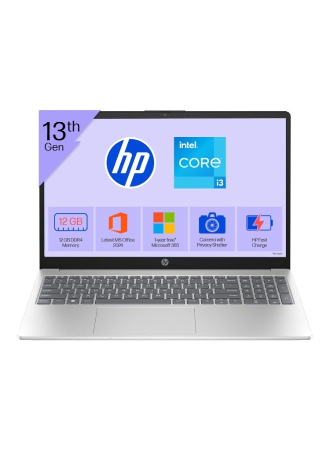 HP 15 Business Laptop With 15-Inch Full HD Display,Core i3-1315U Processor/8GB RAM/256GB SSD/Intel UHD Graphics/Windows 11With free Office 365 + Concumix mousepad English silver - Image 1