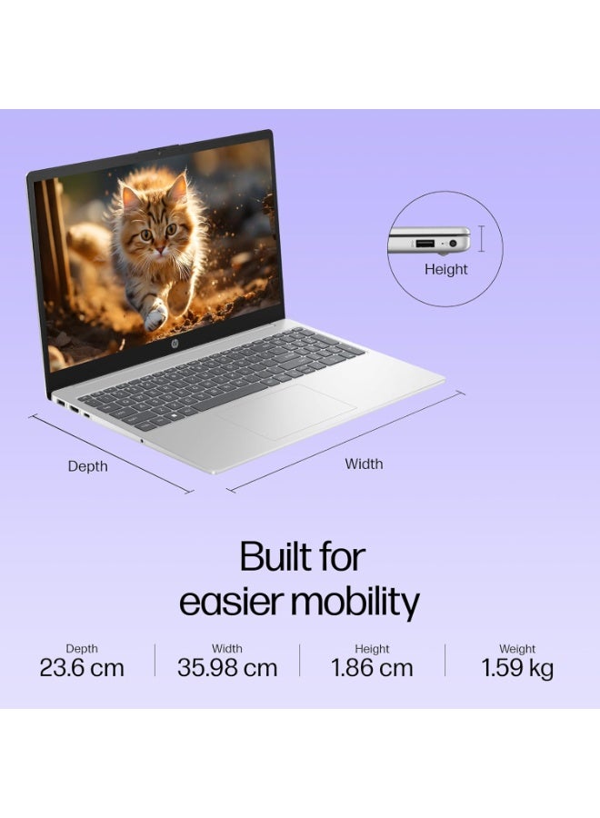 HP 15 Business Laptop With 15-Inch Full HD Display,Core i3-1315U Processor/8GB RAM/256GB SSD/Intel UHD Graphics/Windows 11With free Office 365 + Concumix mousepad English silver - Image 3