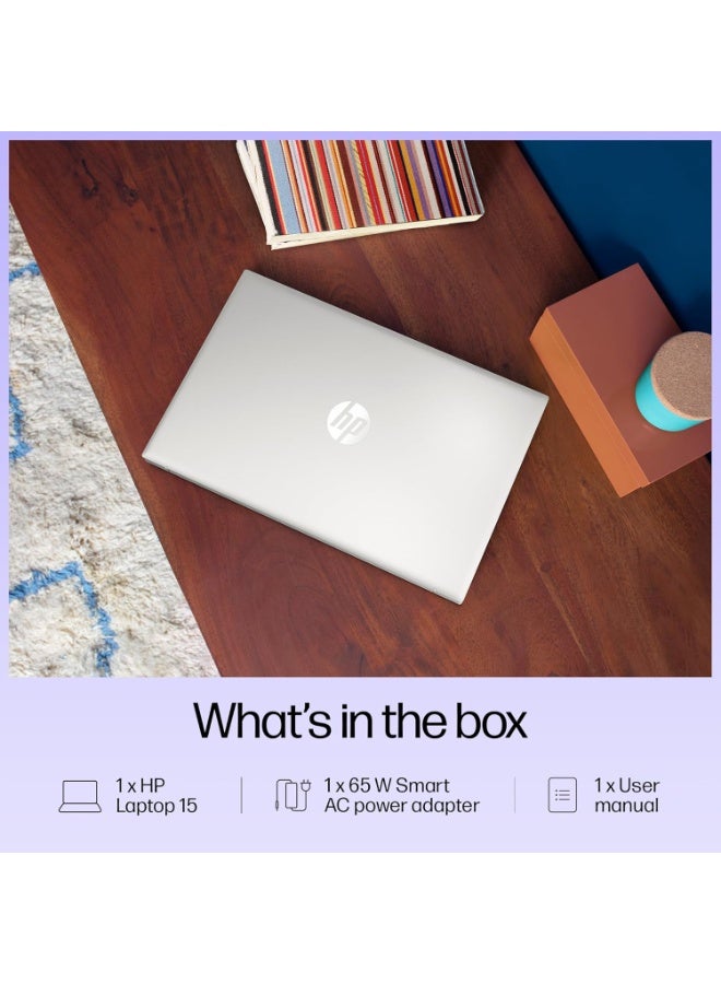 HP 15 Business Laptop With 15-Inch Full HD Display,Core i3-1315U Processor/8GB RAM/256GB SSD/Intel UHD Graphics/Windows 11With free Office 365 + Concumix mousepad English silver - Image 4