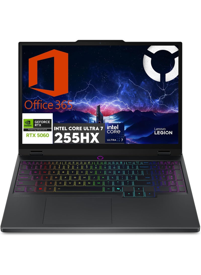 Lenovo (Upgraded Version) LEGION 5 16IAX10 Laptop With 16-Inch WQXGA Display,Core Ultra 7-255HX Processor/64GB RAM/2TB SSD/Nvidia Geforce RTX 5060 8GB Graphics/Windows 11 +  Office 365  Eclipse English Eclipse Black - Image 1