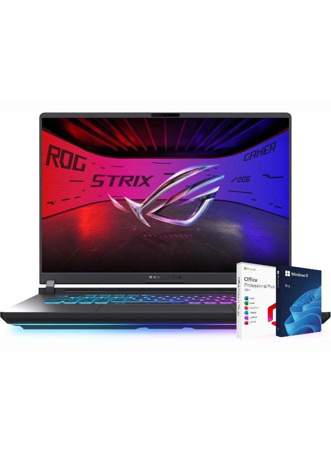 ASUS ROG Strix G16 Gaming Laptop, Intel Core i9-14900HX,16 Inch FHD 165Hz, 64GB RAM, 1TB SSD, NVIDIA GeForce RTX 5060 8GB, Windows 11 Pro+ Life Time Office 2024 English/Arabic Black - Image 1