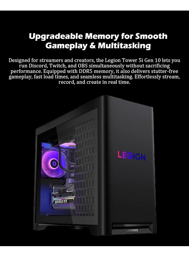 Lenovo Legion Tower 5i Gen 10 Gaming Desktop, Intel Core Ultra 9 275HX, 64GB RAM, 4TB SSD, NVIDIA GeForce RTX 5070 Ti 16GB, Windows 11 Pro Black - Image 2