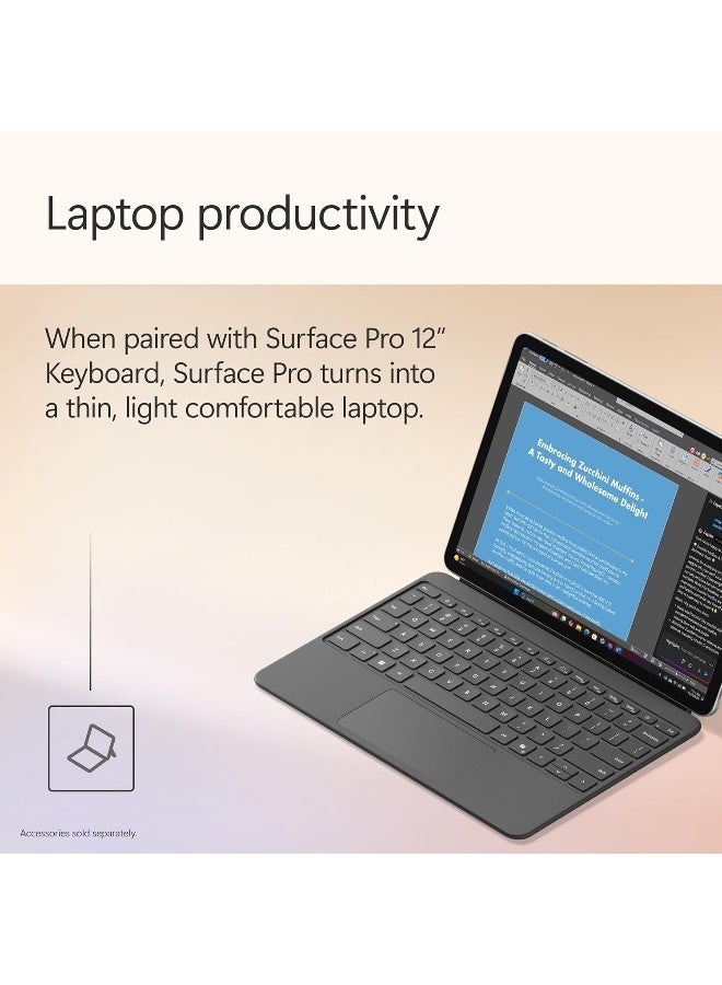Microsoft Surface Pro 12 Copilot+ PC, Snapdragon X Plus 8-Core Processor, 16GB RAM, 256GB SSD, 12 Inch 2196 x 1464 QHD Touchscreen, Windows 11 Home English/Arabic Platinum - Image 4