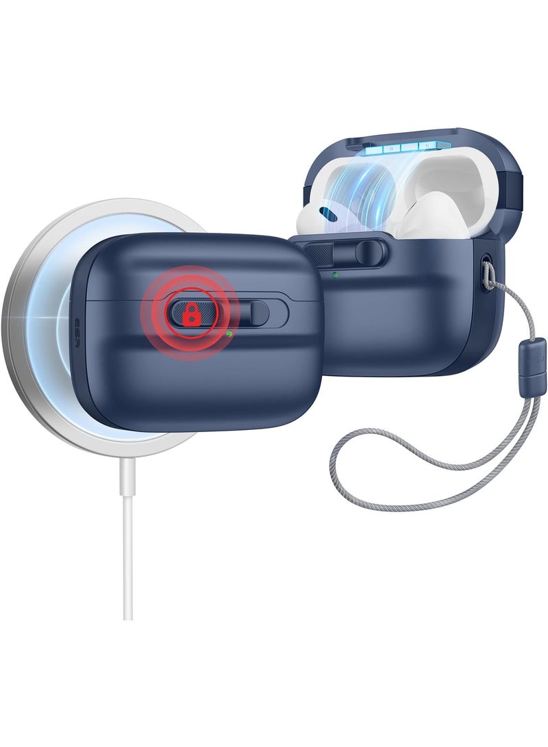 ESR for AirPods Pro Case (2023/2022/2019, 2nd/1st Gen), Compatible with Airpods Pro 2 (USB-C/Lightning Cable), MagSafe Ready, Magnetic Lid Lock, Full Drop Protection Cover with Lanyard blue - Image 1
