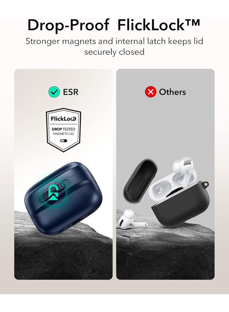 ESR for AirPods Pro Case (2023/2022/2019, 2nd/1st Gen), Compatible with Airpods Pro 2 (USB-C/Lightning Cable), MagSafe Ready, Magnetic Lid Lock, Full Drop Protection Cover with Lanyard blue - Image 4