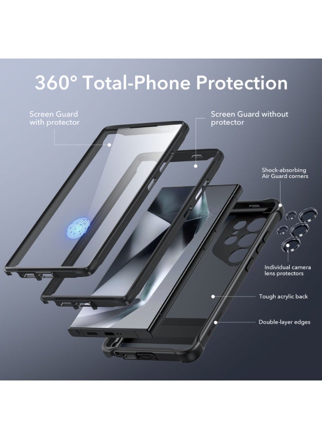 اي اس ار غطاء سلسلة درع لجهاز سامسونج جالكسي S24 ألترا، حماية كاملة للجسم مع غطاء أمامي وواقي شاشة وإطار أمامي إضافي واقي، 3 أوضاع لحامل الهاتف، حماية بمعايير عسكرية -  - Image 2