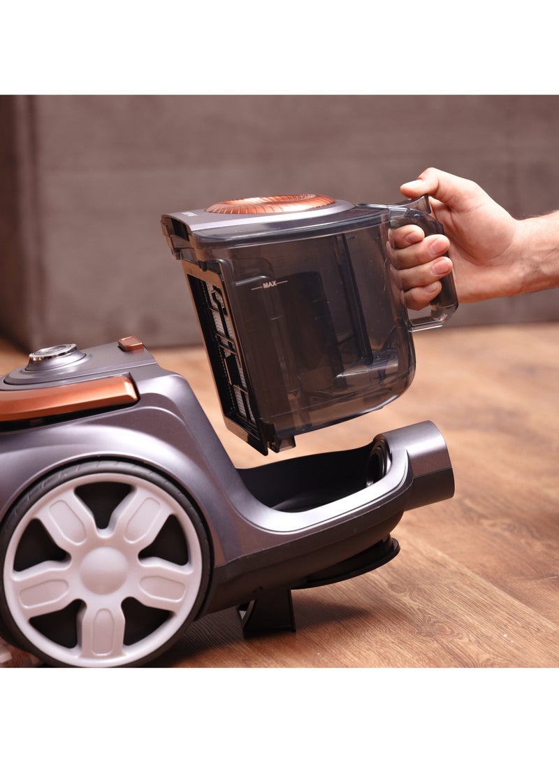 جيباس مكنسة كهربائية إعصارية 2.5 لتر 2200 واط | تشغيل منخفض الضوضاء، وظيفة إعادة لف السلك تلقائيًا، فلتر HEPA | خرطوم مرن، فرشاة أرضية، هيكل مقاوم للصدأ | مثالية للمنزل، المكتب، الشقق | ضمان 2 سنوات GVC19054 - Image 5