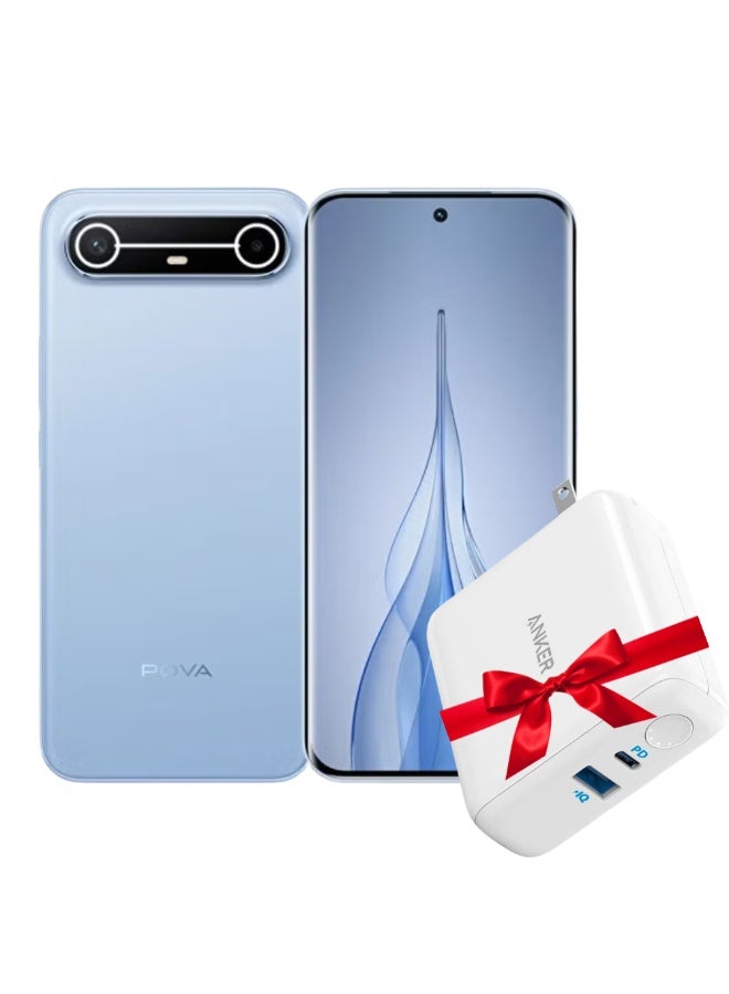 TECNO POVA Slim 5G Dual SIM Slim Sky Blue 8GB RAM 256GB 5G - Middle East Version With Free Anker PowerCore III Fusion Power Bank 5000mAh - Image 1