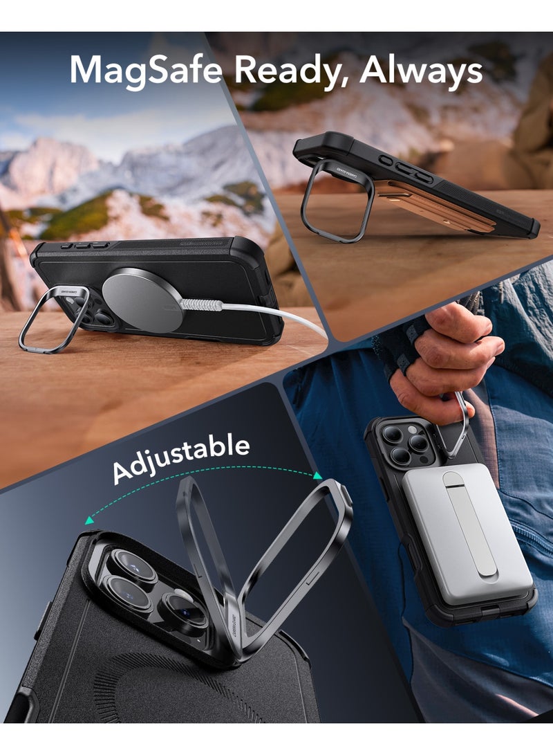 اي اس ار For iPhone 16 Pro Max Case with Stand, 23FT Military-Grade Drop Protection, Heavy Duty Magnetic Rugged Case, Compatible with MagSafe Accessories, Cyber Series - Black - Image 5