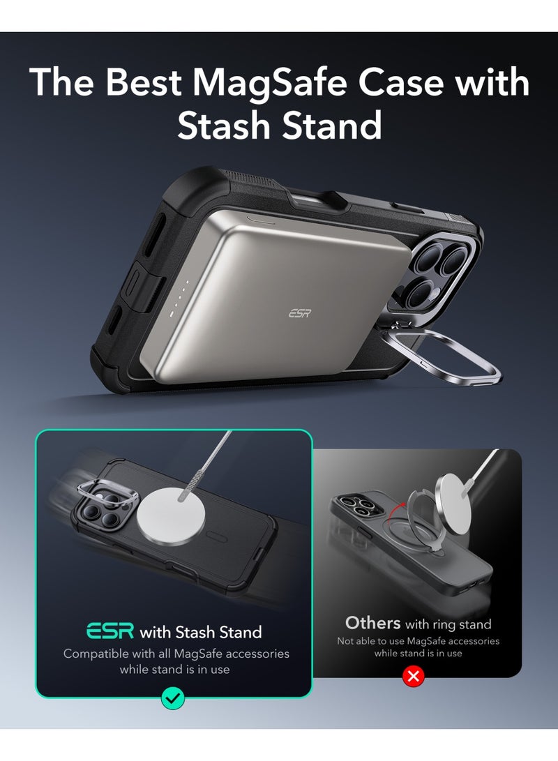 اي اس ار For iPhone 16 Pro Max Case with Stand, 23FT Military-Grade Drop Protection, Heavy Duty Magnetic Rugged Case, Compatible with MagSafe Accessories, Cyber Series - Black - Image 4