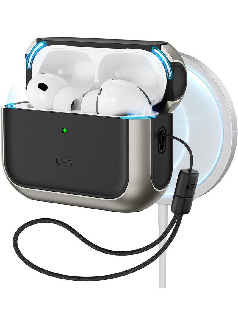 ESR for AirPods Pro 3 Case, Compatible with AirPods Pro 3rd Generation Case (2025), Compatible with MagSafe, Full Drop Protection Cover with Lanyard Titanium - Image 1