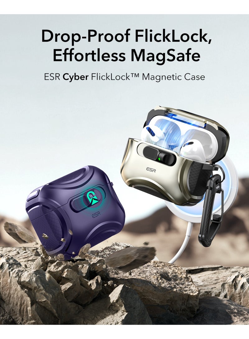 ESR for AirPods Pro 3 Case (2025), Compatible with Airpods Pro 3rd Generation Case (USB-C Cable), Effortless MagSafe, Drop-Proof Lock, Easy Open, Cyber Series purple - Image 3