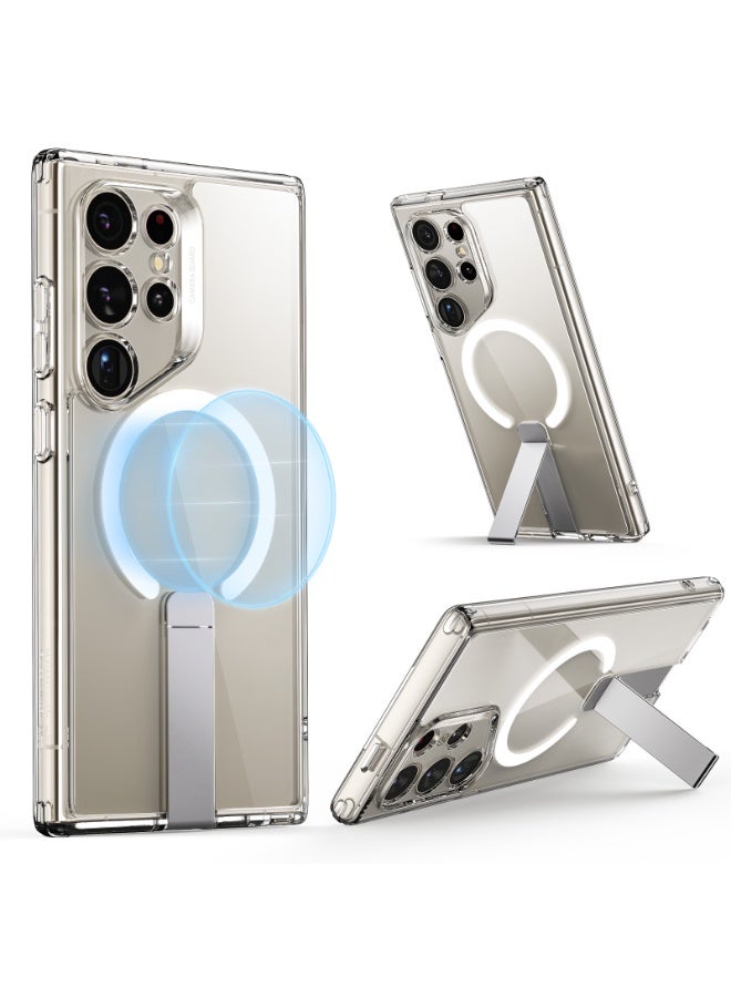 اي اس ار For Samsung Galaxy S24 Ultra Magsafe Case with Kickstand, Wireless Charging Compatible with Magnetic, 3 Stand Modes, Military-Grade Protection, Shockproof Case Slim Fit For S24 Ultra - Clear - Image 1