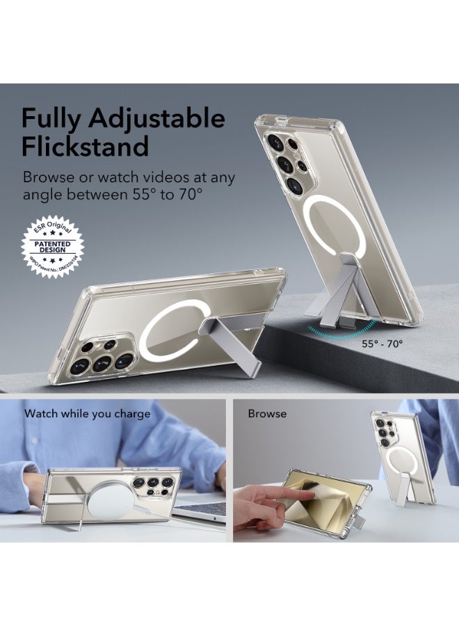 اي اس ار For Samsung Galaxy S24 Ultra Magsafe Case with Kickstand, Wireless Charging Compatible with Magnetic, 3 Stand Modes, Military-Grade Protection, Shockproof Case Slim Fit For S24 Ultra - Clear - Image 2