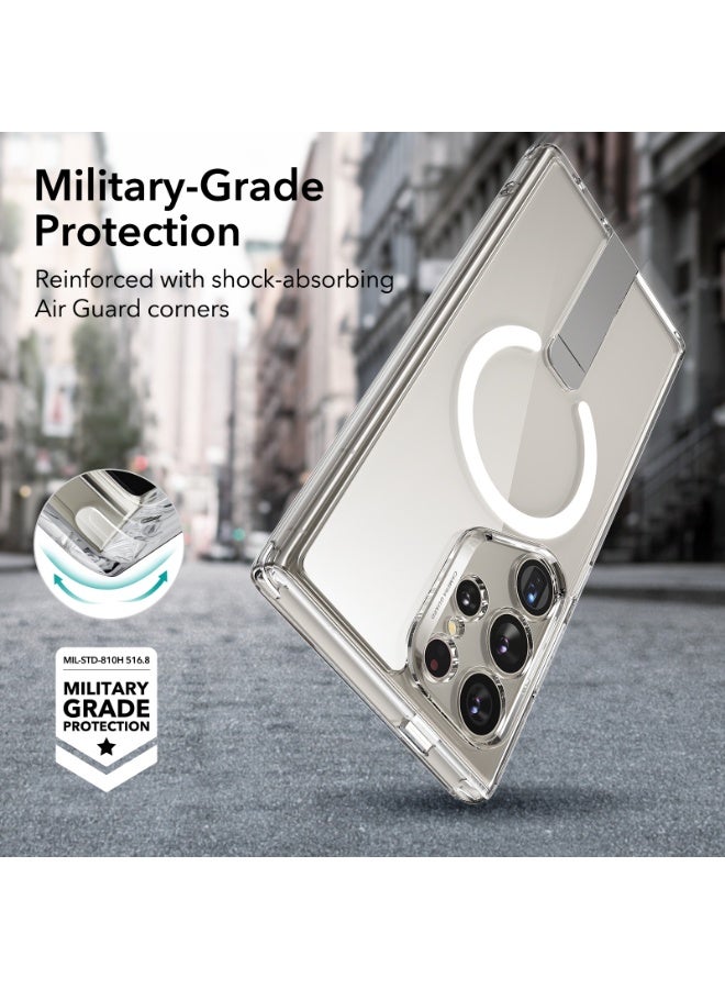 اي اس ار For Samsung Galaxy S24 Ultra Magsafe Case with Kickstand, Wireless Charging Compatible with Magnetic, 3 Stand Modes, Military-Grade Protection, Shockproof Case Slim Fit For S24 Ultra - Clear - Image 5