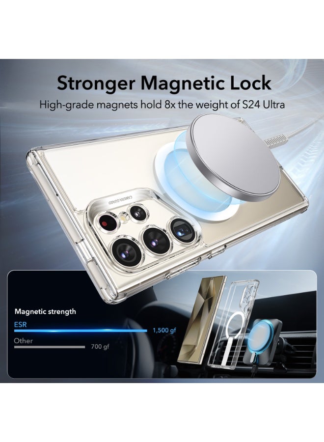 اي اس ار For Samsung Galaxy S24 Ultra Magsafe Case with Kickstand, Wireless Charging Compatible with Magnetic, 3 Stand Modes, Military-Grade Protection, Shockproof Case Slim Fit For S24 Ultra - Clear - Image 4