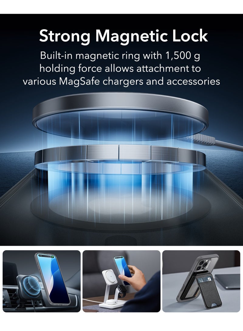 اي اس ار Classic Pro Set For iPhone 16 Pro Max, Compatible with MagSafe, Military-Grade Protection Case with Screen Protector, Includes 2 Sets of Swappable Easy-Press Buttons - Grey - Image 3