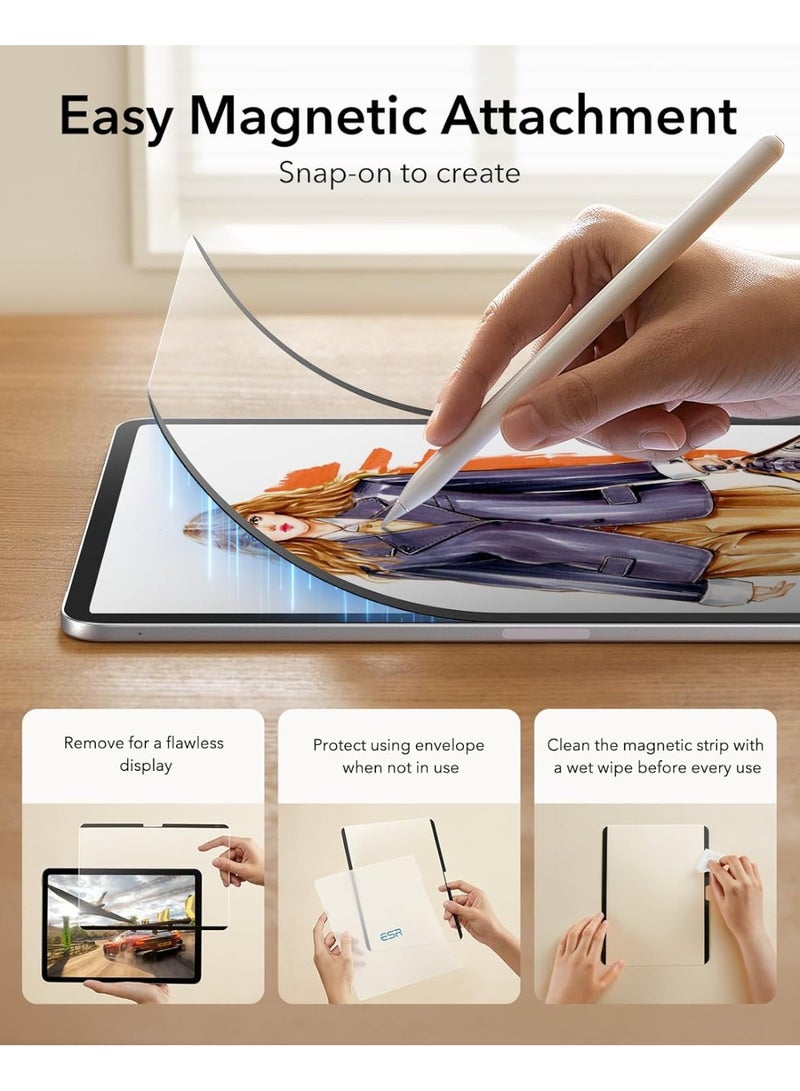 ESR Paper-Feel Magnetic Screen Protector for iPad Pro 13 Inch (M5/M4) 2025/2024, Write and Draw Like on Paper, Detachable and Reusable, Compatible with Tempered Film, Matte Finish Clear - Image 4