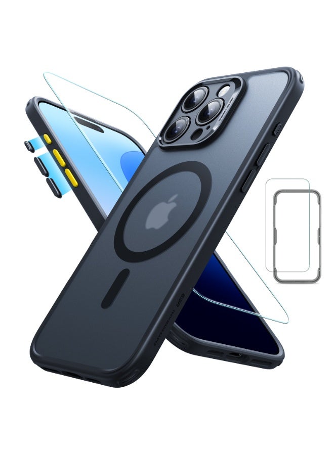 ESR Classic Pro Set For iPhone 16 Pro Max, Compatible with MagSafe, Military-Grade Protection Case with Screen Protector, Includes 2 Sets of Swappable Easy-Press Buttons - Black - Image 1