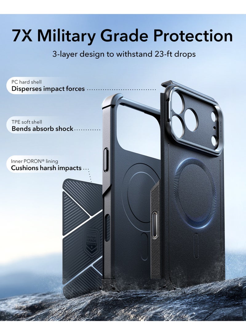 ESR For iPhone 17 Pro Max Case with Stash Stand, 7X Military-Grade Drop Protection with Camera Control, Shock-Absorbing Phone Rugged Cover, Compatible with MagSafe Accessories, Cyber Series - Black - Image 4