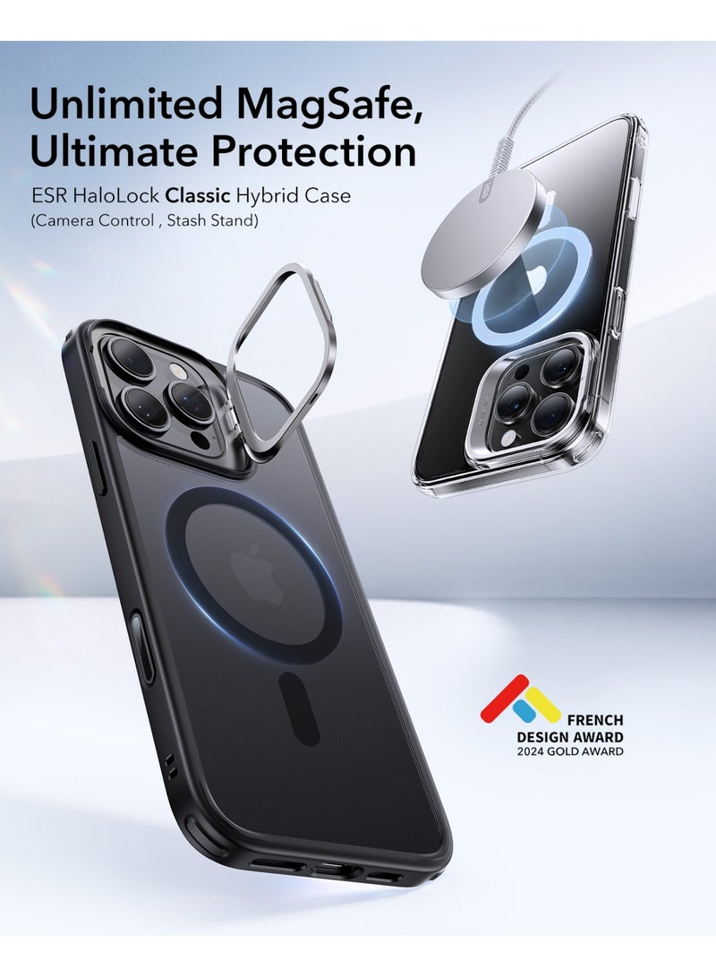 اي اس ار ESR for iPhone 16 Pro Max Case,Camera Control Button Compatible with MagSafe, Military-Grade Protective Case, Built-in Stash Stand Phone Case Classic Series Frosted Black - Image 2