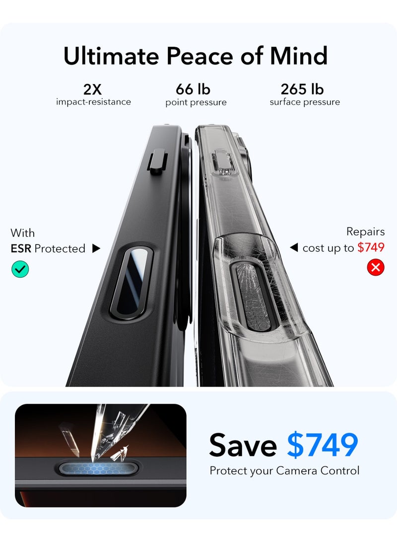 اي اس ار ESR for iPhone 16 Pro Max Case,Camera Control Button Compatible with MagSafe, Military-Grade Protective Case, Built-in Stash Stand Phone Case Classic Series Frosted Black - Image 5