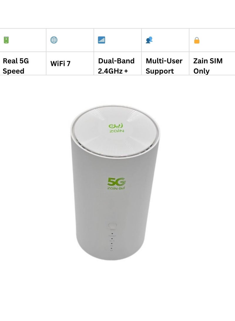 Zain 5G CPE Ultra-Fast WiFi-7 Router | Dual-Band 2.4GHz & 5GHz | Real 5G Speed | Supports 128 Device "Supports Zain SIM" SRT858M | White - Image 4