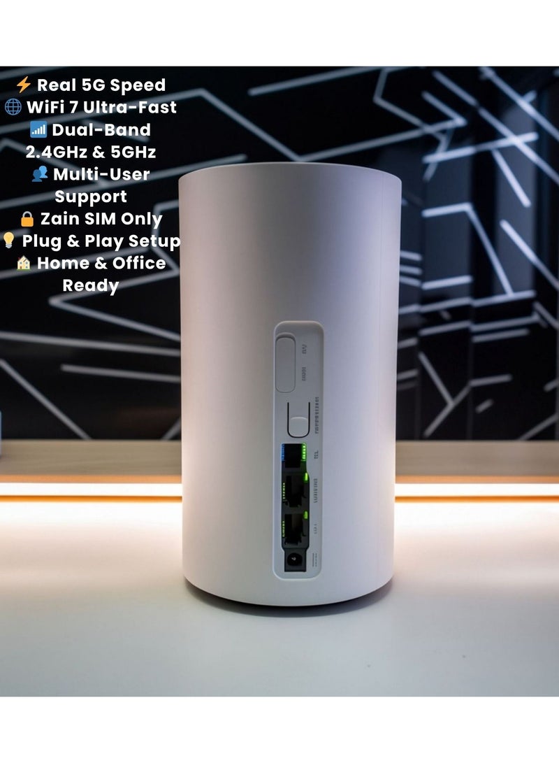 Zain 5G CPE Ultra-Fast WiFi-7 Router | Dual-Band 2.4GHz & 5GHz | Real 5G Speed | Supports 128 Device "Supports Zain SIM" SRT858M | White - Image 2