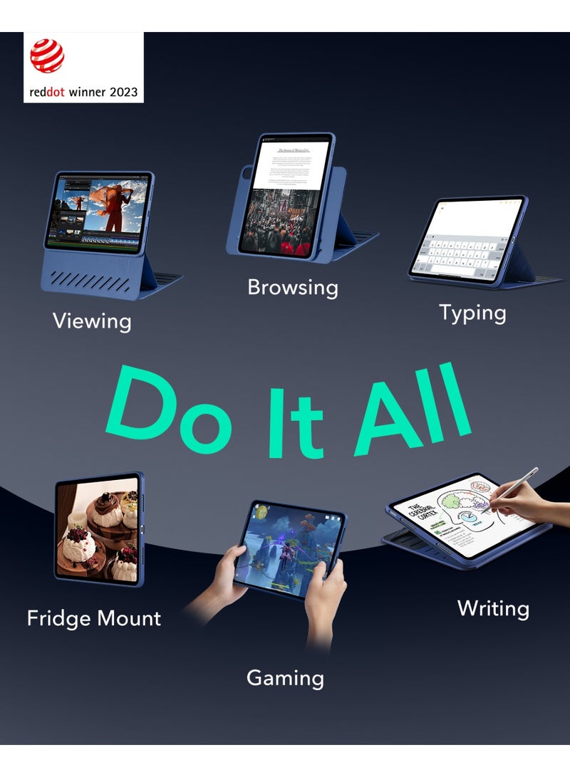 ESR For iPad Air 13 Inch Case (2025/2024) M3/M2, Removable Magnetic Cover, Adjustable Portrait/Landscape Stand with Raised Screen View, 9 Standing Angles, Shift Series - Blue - Image 3