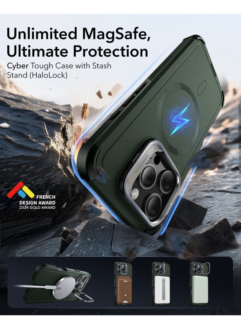 اي اس ار For iPhone 16 Pro Max Case with Stand, 23FT Military-Grade Drop Protection, Heavy Duty Magnetic Rugged Case, Compatible with MagSafe Accessories, Cyber Series - Green - Image 2