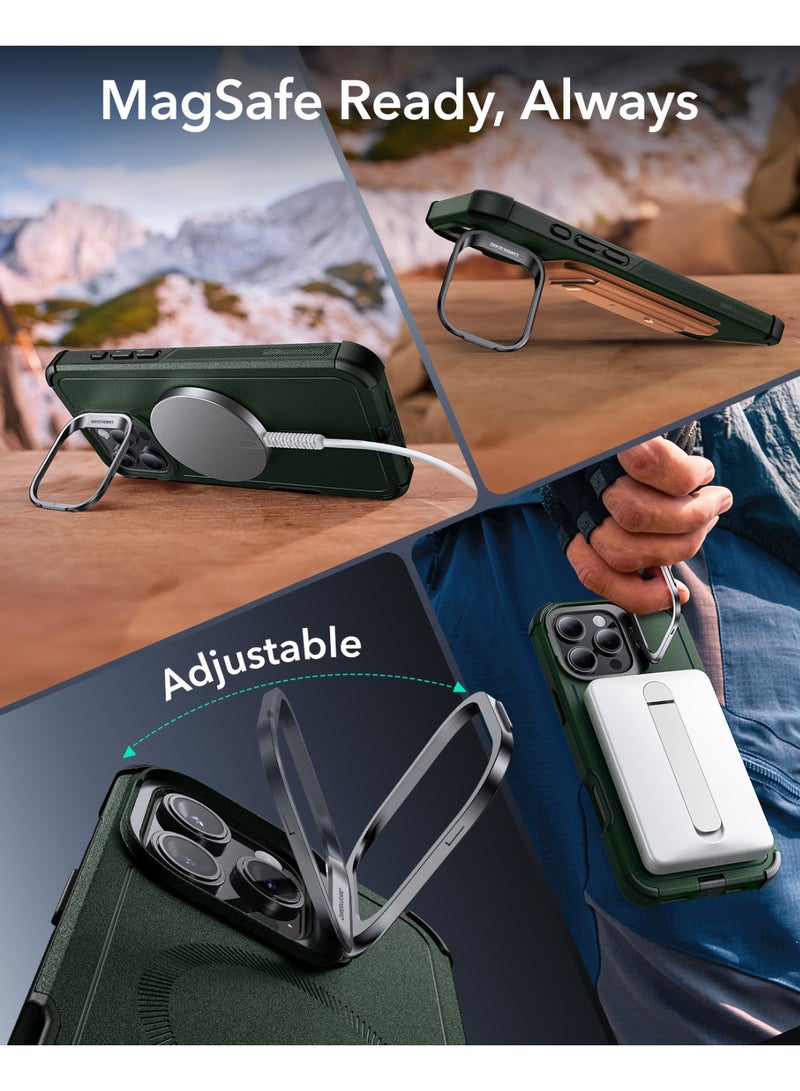 اي اس ار For iPhone 16 Pro Max Case with Stand, 23FT Military-Grade Drop Protection, Heavy Duty Magnetic Rugged Case, Compatible with MagSafe Accessories, Cyber Series - Green - Image 5