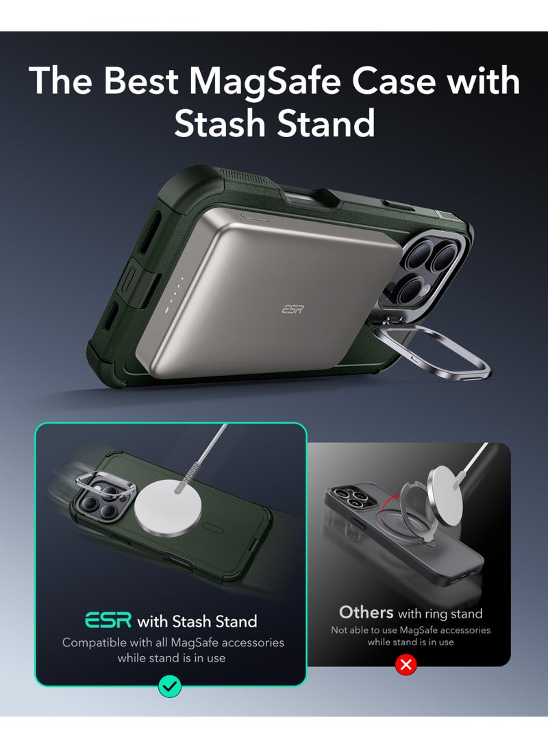 اي اس ار For iPhone 16 Pro Max Case with Stand, 23FT Military-Grade Drop Protection, Heavy Duty Magnetic Rugged Case, Compatible with MagSafe Accessories, Cyber Series - Green - Image 4