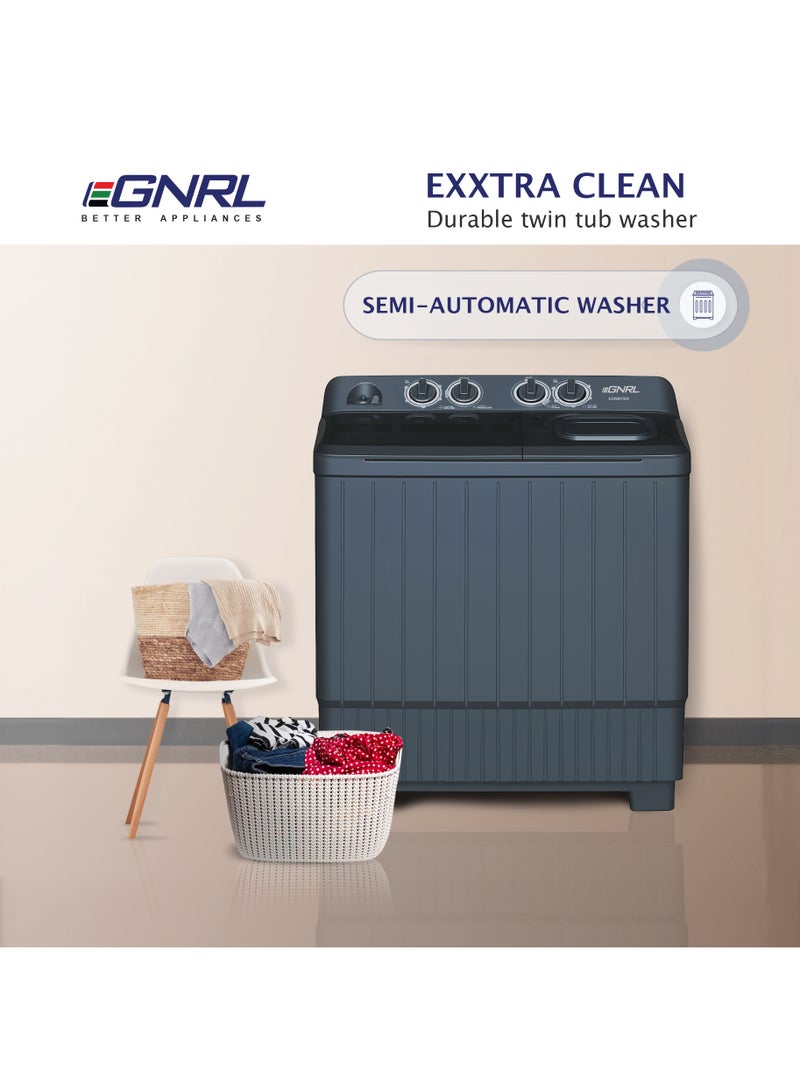 EGNRL 14 kg Wash/ 6.5 KG Spin Semi- Automatic Twin Tub Washing Machine, 2025 New Model | More Efficient Spin Dry, Powerful Pulsator & Low Noise Motor| Dark Grey (1 Year Brand Warranty) 700 W EGWM1500 Dark Grey 14 kg 700 W EGWM1500 Dark Grey - Image 2