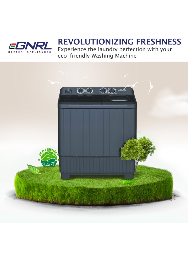EGNRL 14 kg Wash/ 6.5 KG Spin Semi- Automatic Twin Tub Washing Machine, 2025 New Model | More Efficient Spin Dry, Powerful Pulsator & Low Noise Motor| Dark Grey (1 Year Brand Warranty) 700 W EGWM1500 Dark Grey 14 kg 700 W EGWM1500 Dark Grey - Image 5