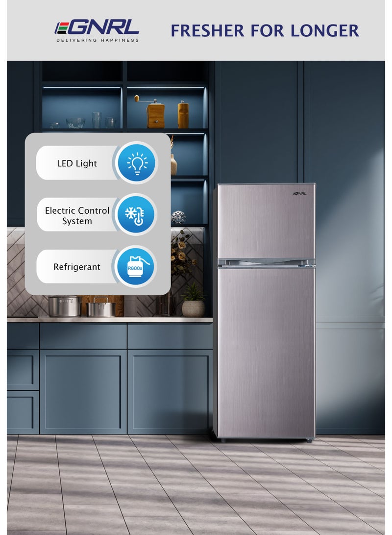 اغنرل ثلاجة مزدوجة الباب بسعة إجمالية 355 لتر/صافية 186 لتر، بدون صقيع، EGR355S | تدفق هواء متعدد، توفير الطاقة وهدوء منخفض | مقبض مدمج، R600A، مكثف داخلي، لون إنوكس داكن، ضمان سنة واحدة - Image 5
