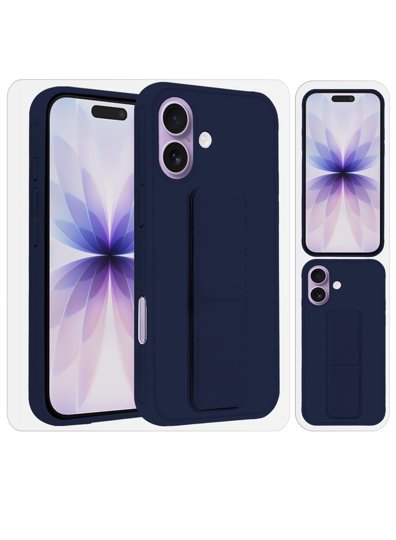 مارجون 2 Packs Premium PU Leather Case for iPhone 17 with Stand Function Shockproof and Anti Scratch Finger Grip with Privacy Screen Protector Dark Blue-4 - Image 5