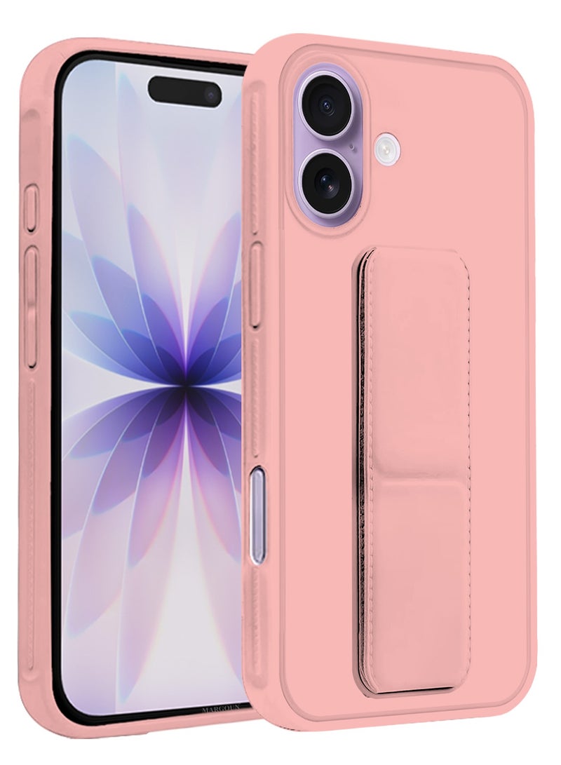 MARGOUN 3 Packs Premium PU Leather Case for iPhone 17 with Stand Function Shockproof and Anti Scratch Finger Grip with Two 3D Screen Protector Pink-3 - Image 3