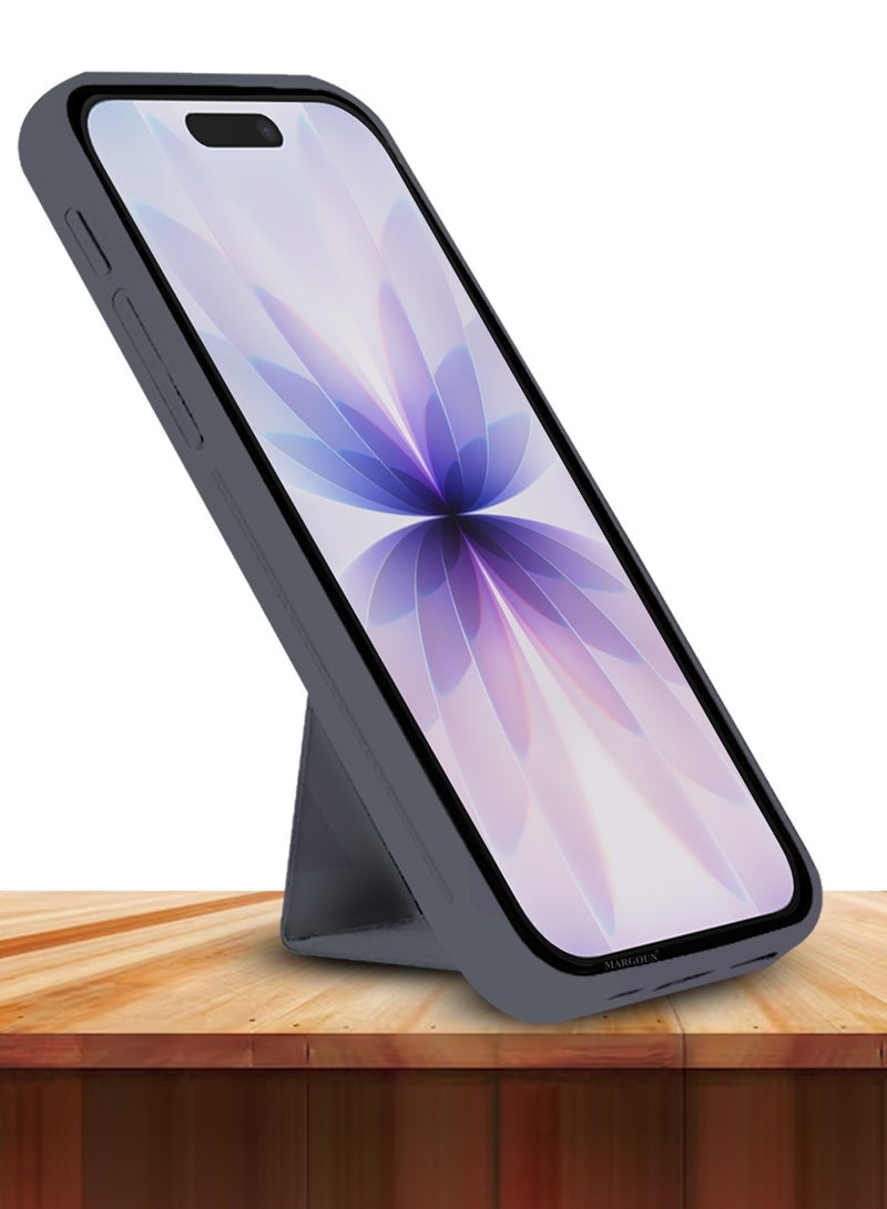 MARGOUN Premium PU Leather Case for iPhone 17 with Stand Function Shockproof and Anti Scratch Finger Grip purple-1 - Image 5