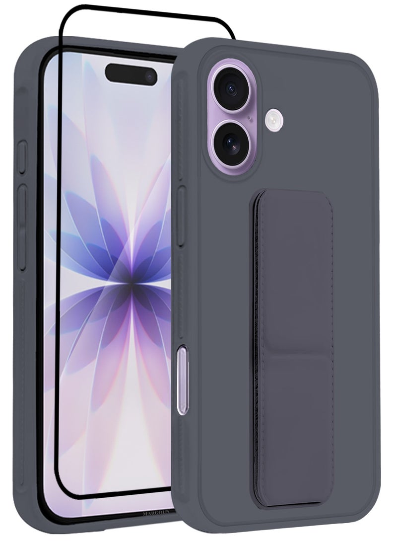 MARGOUN 2 Packs Premium PU Leather Case for iPhone 17 with Stand Function Shockproof and Anti Scratch Finger Grip with 3D Screen Protector purple-2 - Image 1