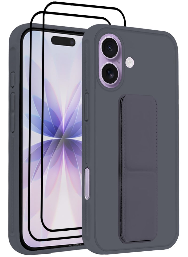 MARGOUN 3 Packs Premium PU Leather Case for iPhone 17 with Stand Function Shockproof and Anti Scratch Finger Grip with Two 3D Screen Protector purple-3 - Image 1