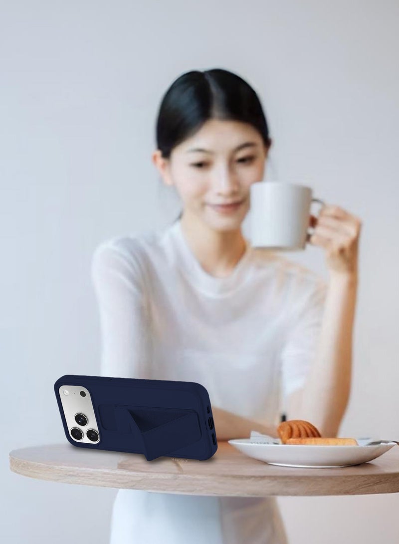 MARGOUN Premium PU Leather Case for iPhone 17 Pro with Stand Function Shockproof and Anti Scratch Finger Grip Dark Blue-1 - Image 2