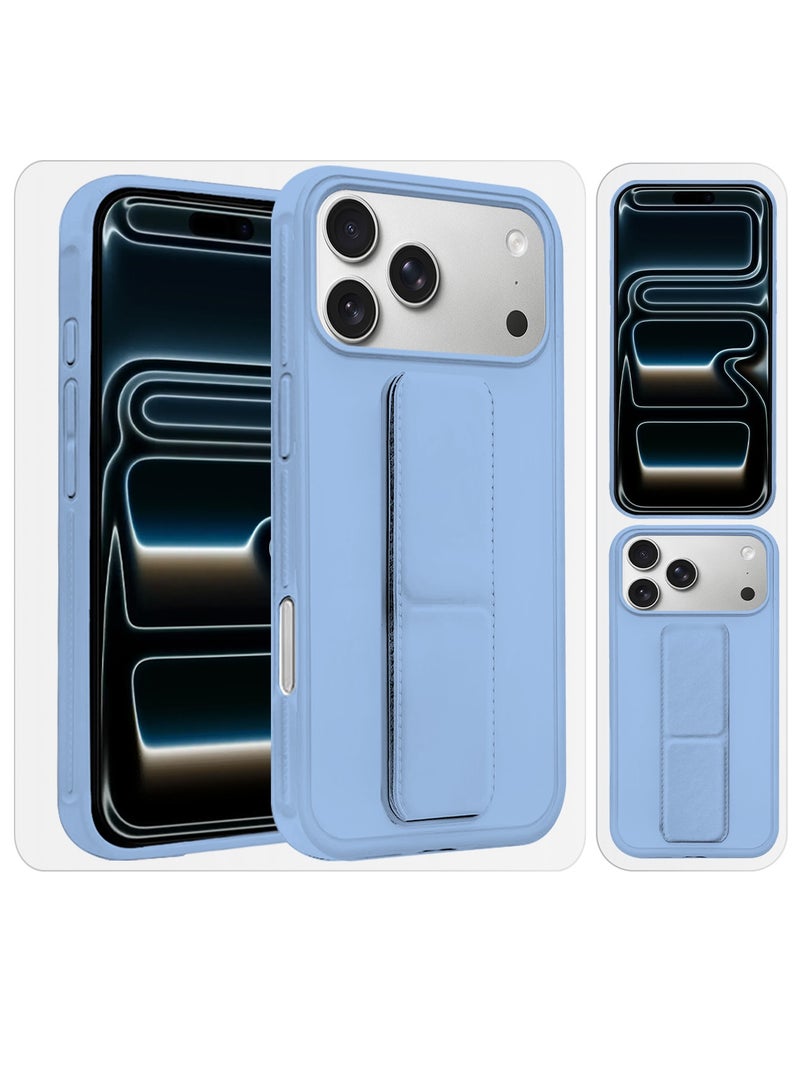 MARGOUN Premium PU Leather Case for iPhone 17 Pro with Stand Function Shockproof and Anti Scratch Finger Grip Sky Blue-1 - Image 5