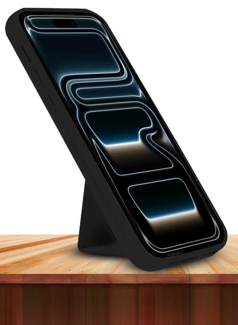 MARGOUN 2 Packs Premium PU Leather Case for iPhone 17 Pro Max with Stand Function Shockproof and Anti Scratch Finger Grip with 3D Screen Protector Black-2 - Image 4