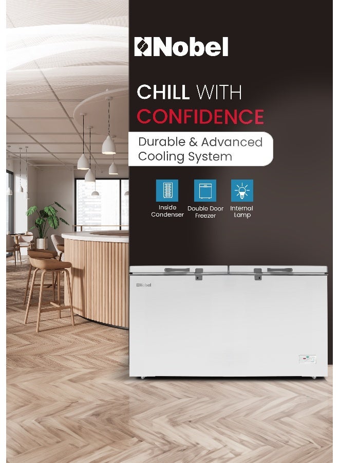Nobel Chest Freezer 500L Net / 725L Gross – Double Door, R290 Refrigerant, Lock & Key, Metal Basket, - NCF725 (1 Year Warranty) 725 L 400 W NCF725 white - Image 2