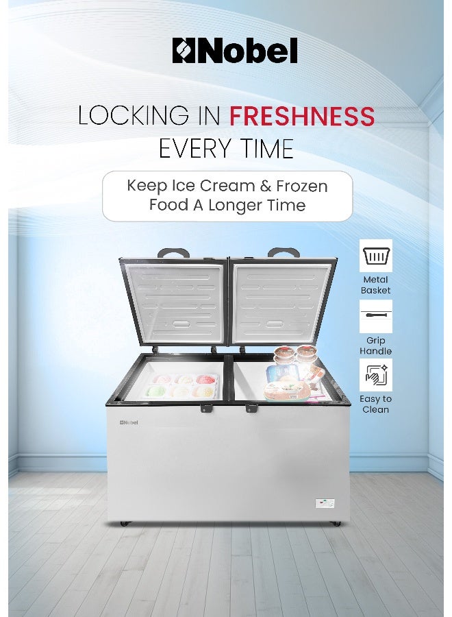 Nobel Chest Freezer 500L Net / 725L Gross – Double Door, R290 Refrigerant, Lock & Key, Metal Basket, - NCF725 (1 Year Warranty) 725 L 400 W NCF725 white - Image 5