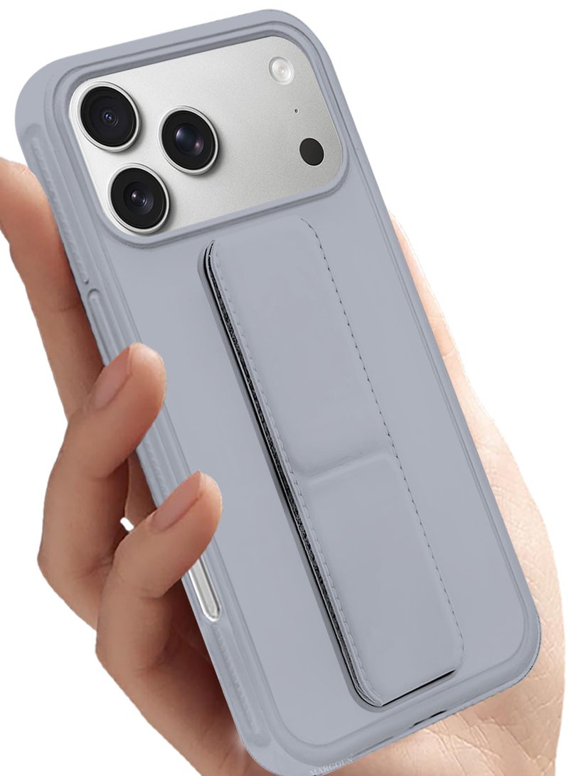 MARGOUN 2 Packs Premium PU Leather Case for iPhone 17 Pro Max with Stand Function Shockproof and Anti Scratch Finger Grip with 3D Screen Protector - Grey-2 - Image 4