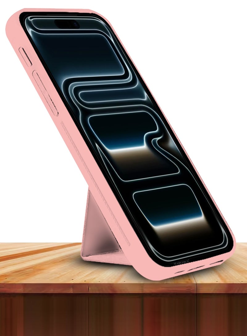 MARGOUN 2 Packs Premium PU Leather Case for iPhone 17 Pro Max with Stand Function Shockproof and Anti Scratch Finger Grip with 3D Screen Protector - Pink-2 - Image 5