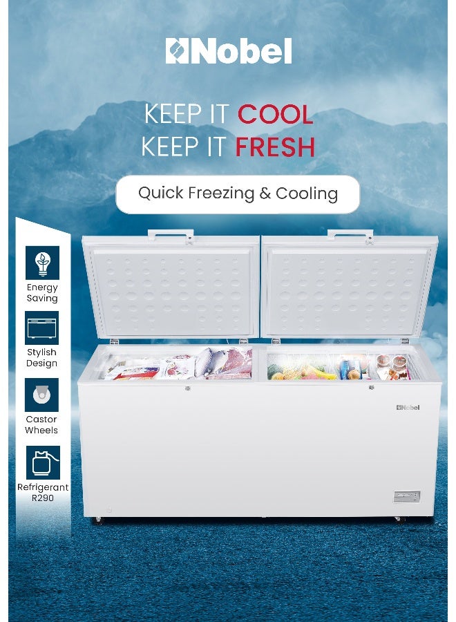 Nobel Double Door Chest Freezer 975L Gross / 708L Net, Defrost, Electronic Control, Super Freezing, R290, 3 Baskets - NCF975 (1 Year Warranty) 975 L 600 W NCF975 White - Image 4