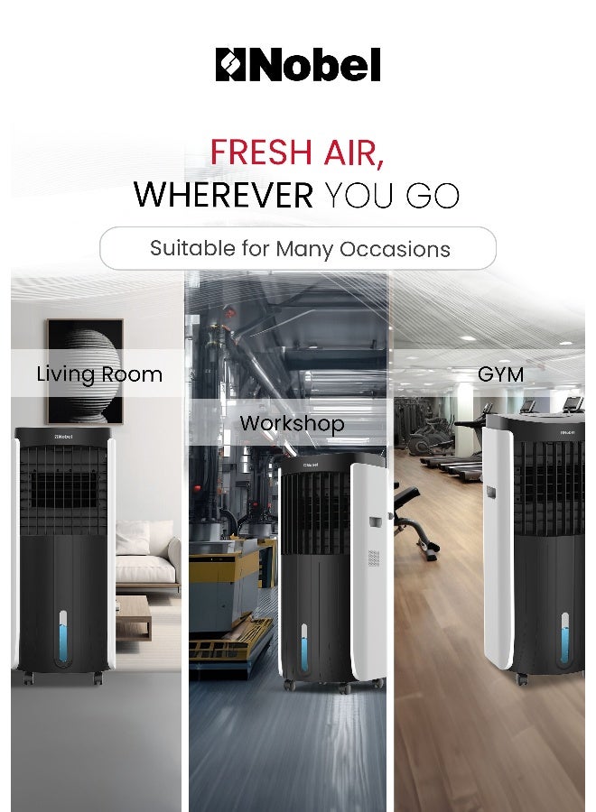 نوبل مبرد هواء نوبل 20 لتر مع مرطب، مروحة بثلاث سرعات، أيونizer وتحكم باللمس، تبريد محمول مع مؤقت 24 ساعة، أوضاع طبيعية/نوم، حماية من الماء - NAC400R (ضمان سنة واحدة) - Image 5