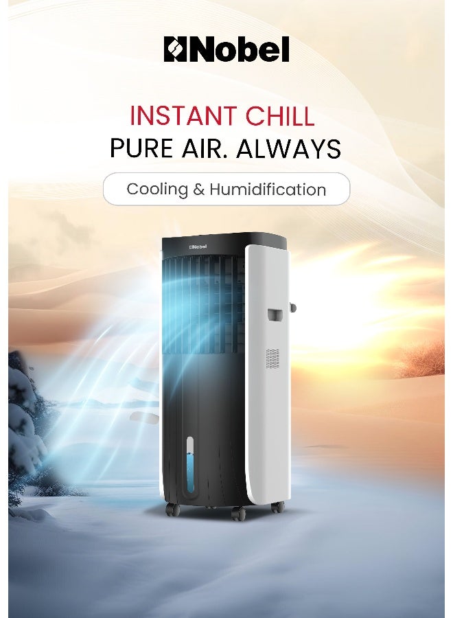 نوبل مبرد هواء نوبل 20 لتر مع مرطب، مروحة بثلاث سرعات، أيونizer وتحكم باللمس، تبريد محمول مع مؤقت 24 ساعة، أوضاع طبيعية/نوم، حماية من الماء - NAC400R (ضمان سنة واحدة) - Image 4